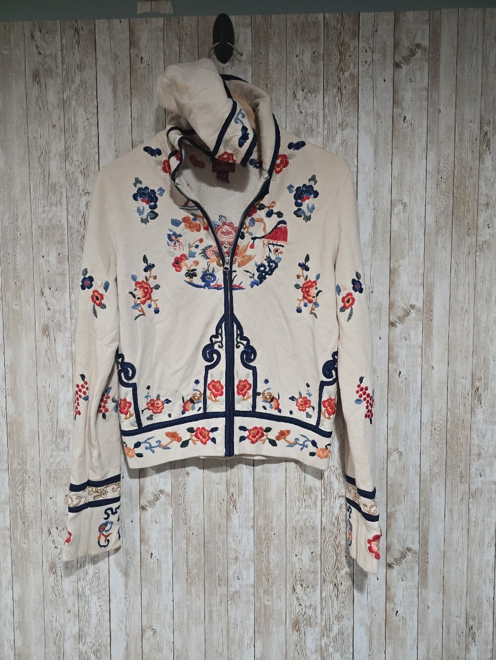 Lucky Brand Dungarees Vtg V2k Floral Embroidered Women’s Hoodie M